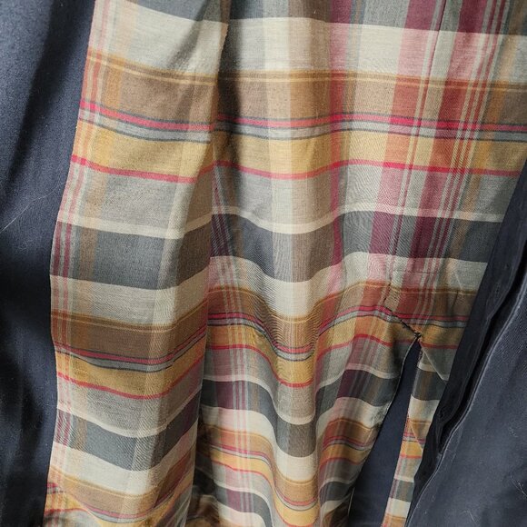 Croydon Avant Garde VTG Navy Plaid Lined Trench Coat - Picture 6 of 11